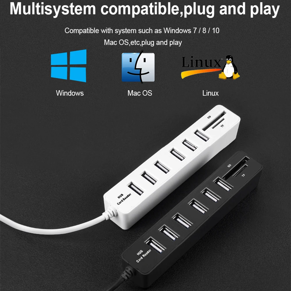 3/6 USB концентратор 3 0 Мульти Высокоскоростной разветвитель Hab TF SD карта один для ПК