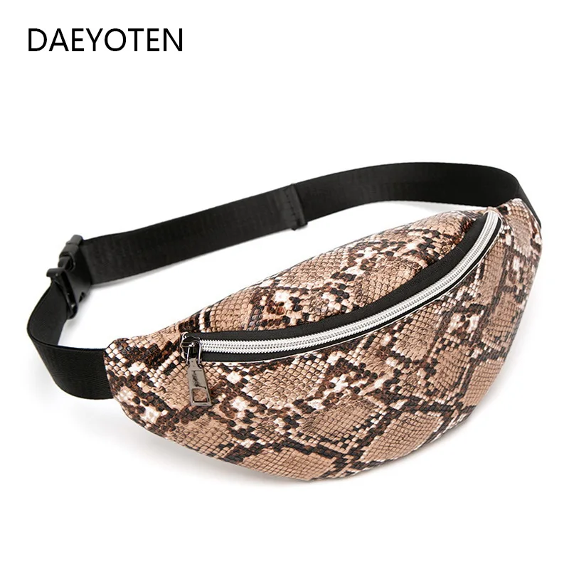 

DAEYOTEN Snake Pattern Fanny Pack 2019 New Women Waist Bag Kidney Running Belt Phone Pouch Holiday Shoulder Chest Bags ZM0256