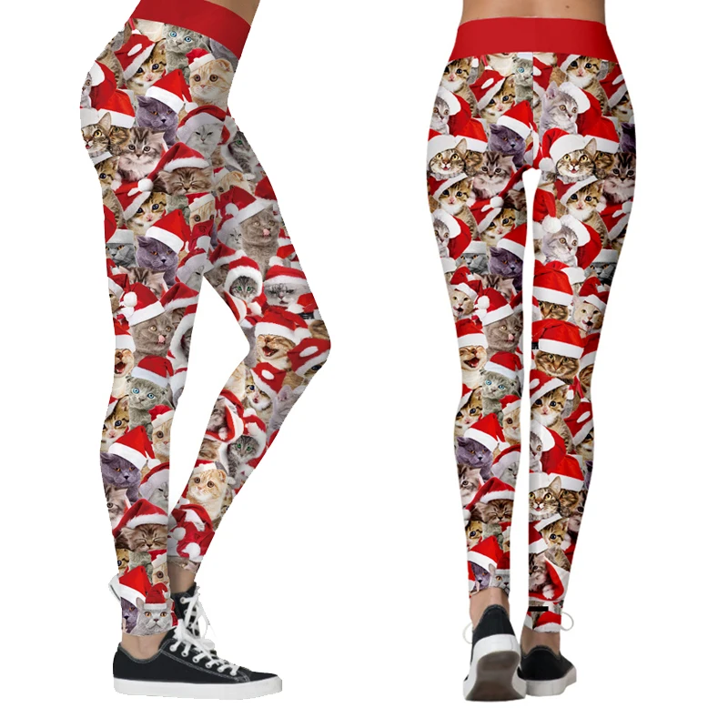 Леггинсы спортивные женские фитнес с 3D принтом рождественские штаны для йоги пуш-ап Большие размеры леггинсы для спортзала олень, Санта женские штаны для фитнеса