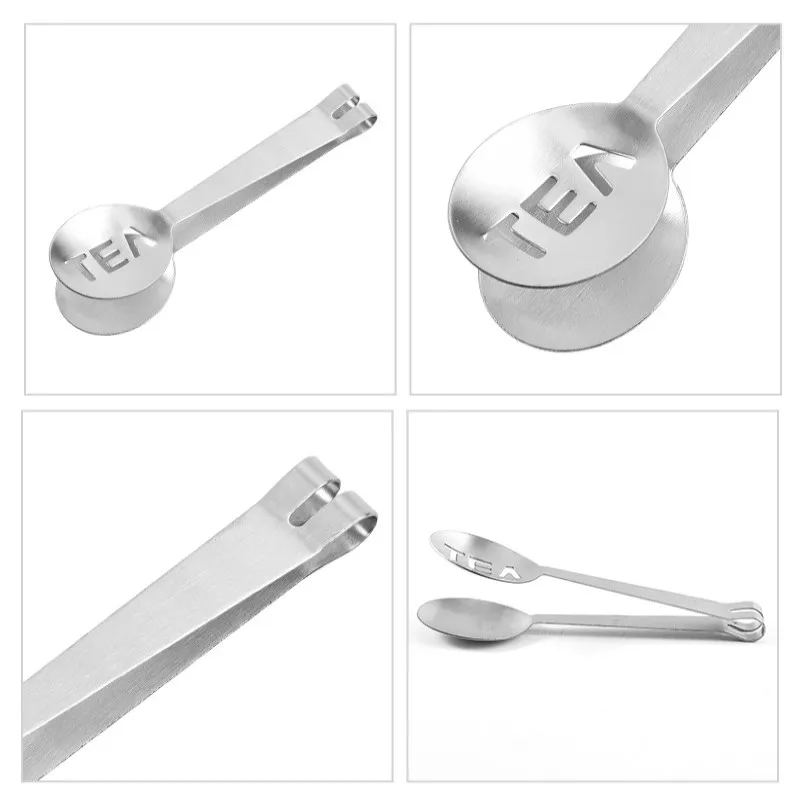 1pc Tea Bag Clip Stainless Steel Thickened Lemon Tweezer Ice Sugar Barbecue Clip Home Kitchen Gadget Teaware Accessories