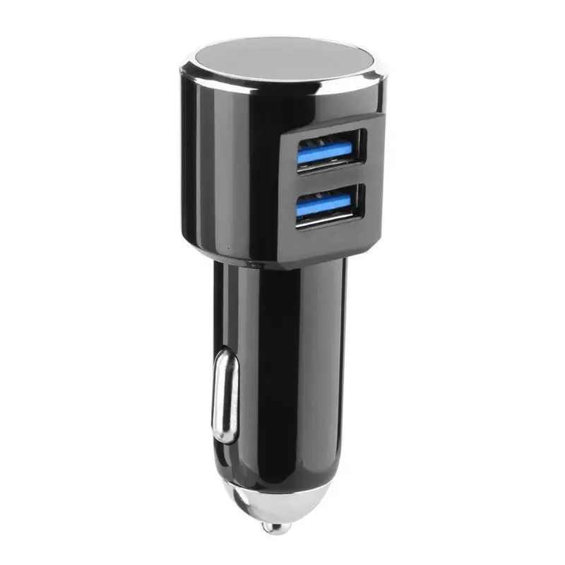 Светодиодный с зеркалом 3.4A двойной Переходник USB для зарядки в машине Быстрая зарядка светодиодный с зеркалом автомобильное металлическое зарядное устройство для телефона планшета для iphone