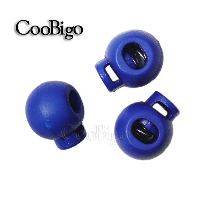 Blue 100 шт цветные пластиковые шарики с круглым шнуром, пружинный фиксатор, фиксатор для спортивной одежды, обуви, веревки, детали для рукоделия - Цвет: Blue