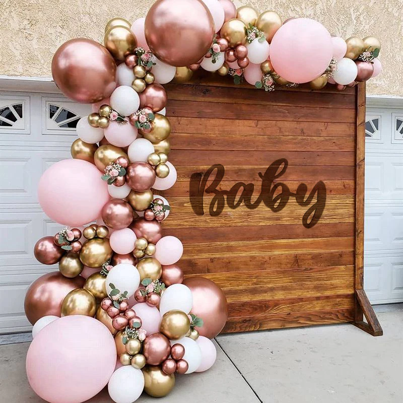 1set Chrome Metallic Rose Gold Pink Balloon Baby Shower Girl Birthday Baloons Adults Garland Arch Kit Globos Wedding Anniversary | Дом и сад