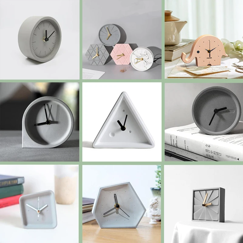 Many geometric clock silicone mold cement home crafts creative design gypsum rounded square | Дом и сад