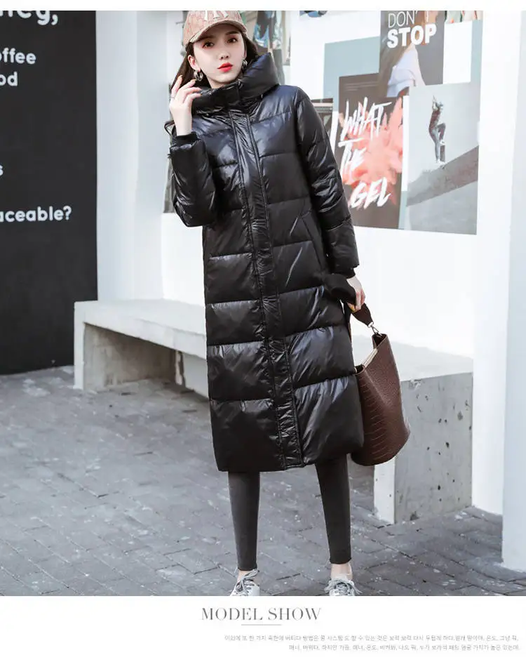 Корейский Зимний пуховик из хлопка женские длинные парки тонкие с капюшоном теплые зимние пальто для женщин размера плюс черные пальто V1162