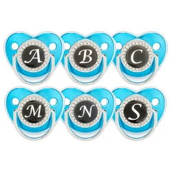 26 Initial Letters Blue Bling Baby Pacifier BPA Free Silicone Pacifier Newborn Kids Baby Orthodontic Dummy Teat Infant Nipple