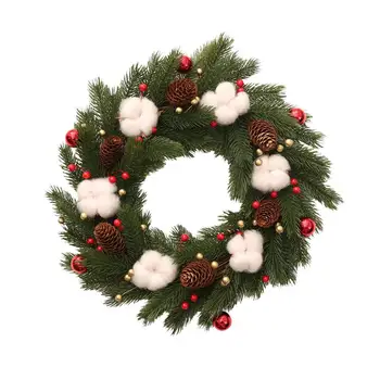 

Artificial Wreath Autumn Pine Cone Cotton Wreath Harvest Festival Door Hanging Wreath For Halloween Thanksgiving Christmas Decor