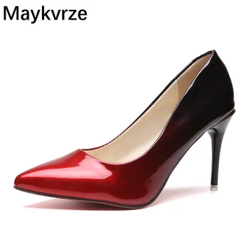 

Europe and American Women High Heels Tide fashion gradient color pointed Toe fine heel shallow mouth female Pumps Woman shoes