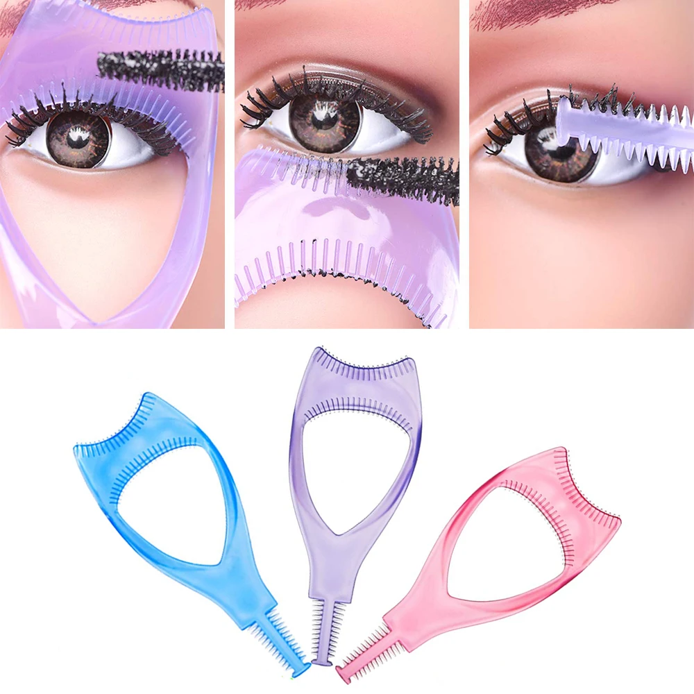 3 In 1 Makeup Mascara Shield Guard Eye Lash Mascara Applicator Comb Eyelash Curling makeup Brush Curler Cosmetics Tools