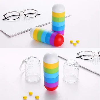 

Colorful Compartments Home Pill Box Rotatable Multifunctional Travel Medicine Organizer 7 Days Weekly Waterproof Storage Holder