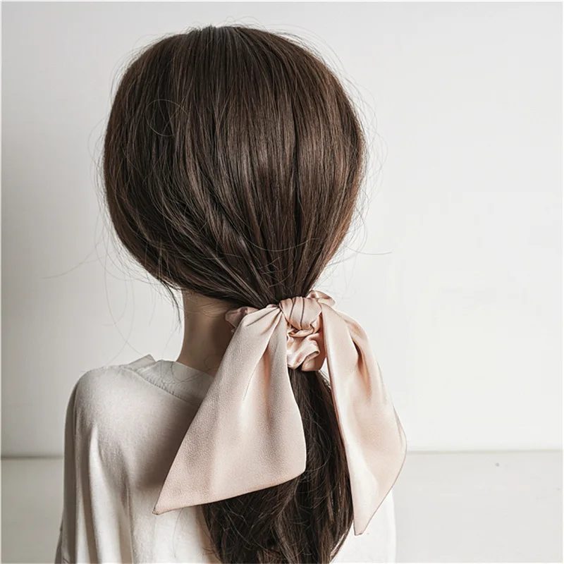 Top Quality Silk Foulard Hair Rope Vintage Smooth Bague Femme Chouchou  French Cute Ribbon Hair Bands Elastic Hair Scrunchies - AliExpress