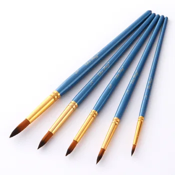 

5 Pcs/set Watercolor Gouache Paint Brushes Different Shape Round Pointed Nylon Hair Painting Brush Set Art Supplies Stationery