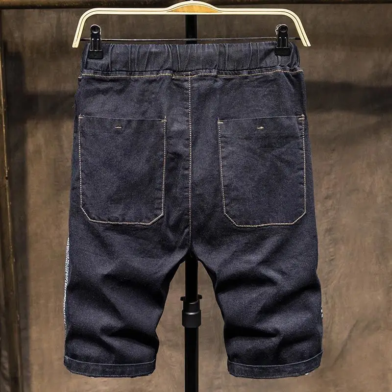 

Summer Thin plus Size Lace-up Denim Shorts Men Loose Harem Pants Jeans Men Elastic Waist Bermuda Shorts Men