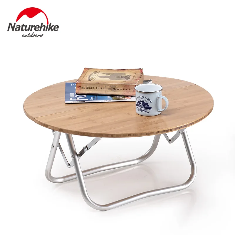  Naturehike Camping Foldable Round Table Bamboo Table Portable Bearing 30kg Outdoor Picnic BBQ Foldi