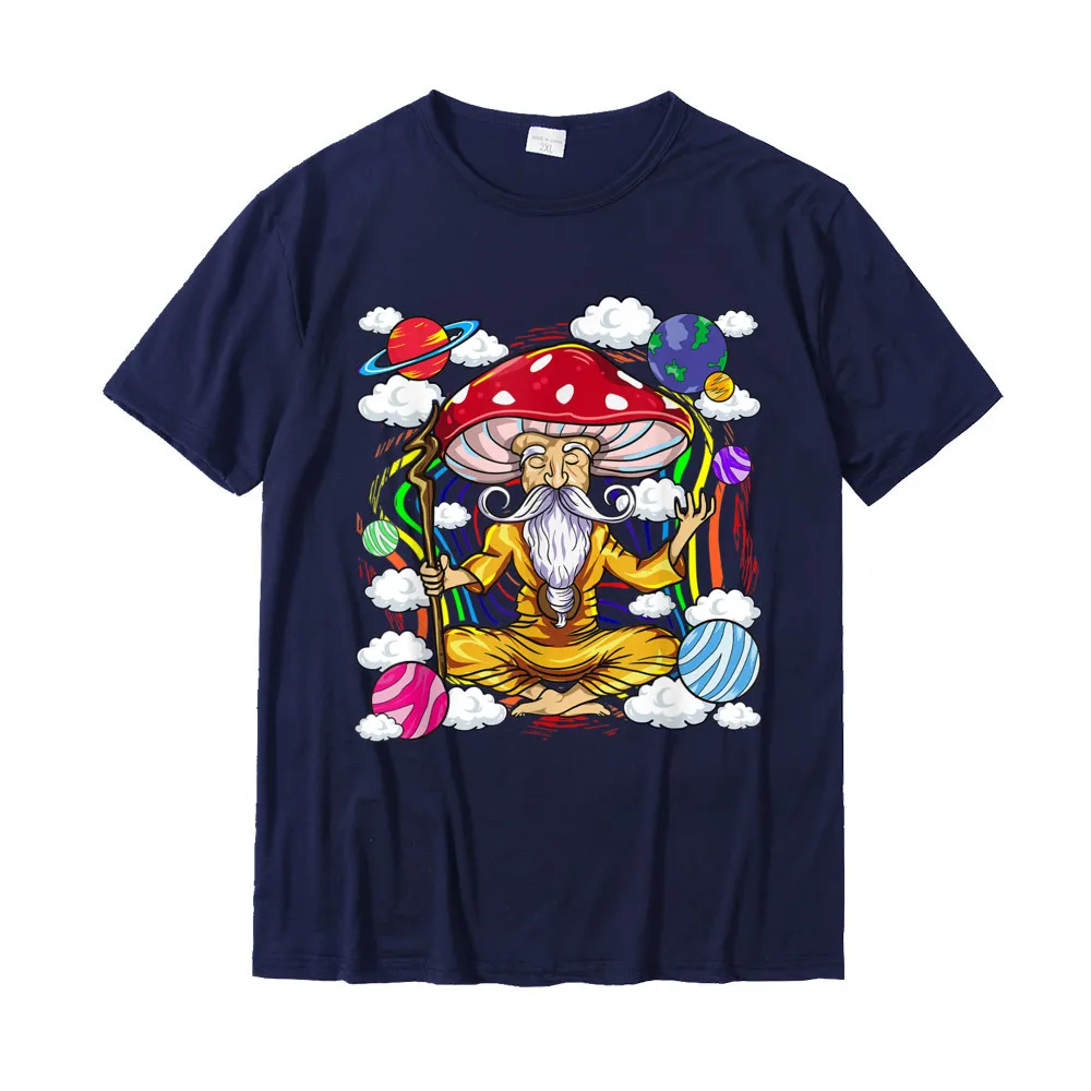 Customized Short Sleeve Tees Mother Day O Neck Pure Cotton Man T-shirts Slim Fit Customized T Shirt Funny Wholesale Funny Magic Mushroom Shroom Wizard Trippy LSD Acid Trip T-Shirt__20055 navy