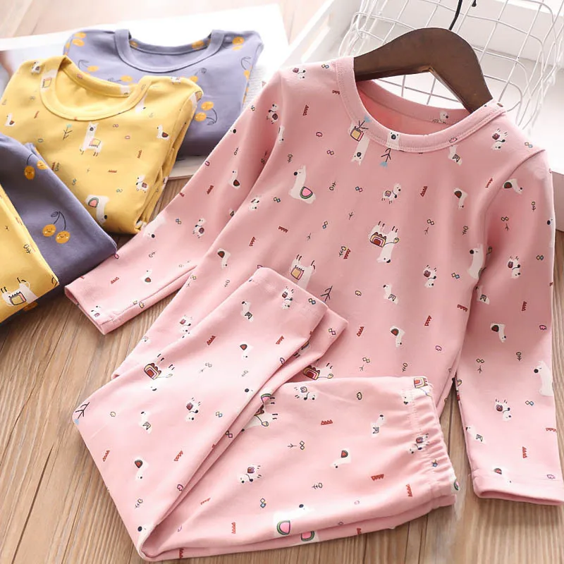 Домашняя одежда для девочек; коллекция года; пижамный комплект с рисунком животных для малышей;