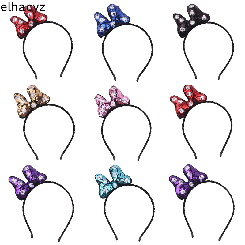 8pcs/lot Classic DOT Bow Hairband Sequin Bow Hair Band Cute Girls Chic Padded Dot Headband Trendy Party Headwear Hair Accesories 8pcs party favors cheer leading favors thunder sticks thunder stick props cheerleading pompom