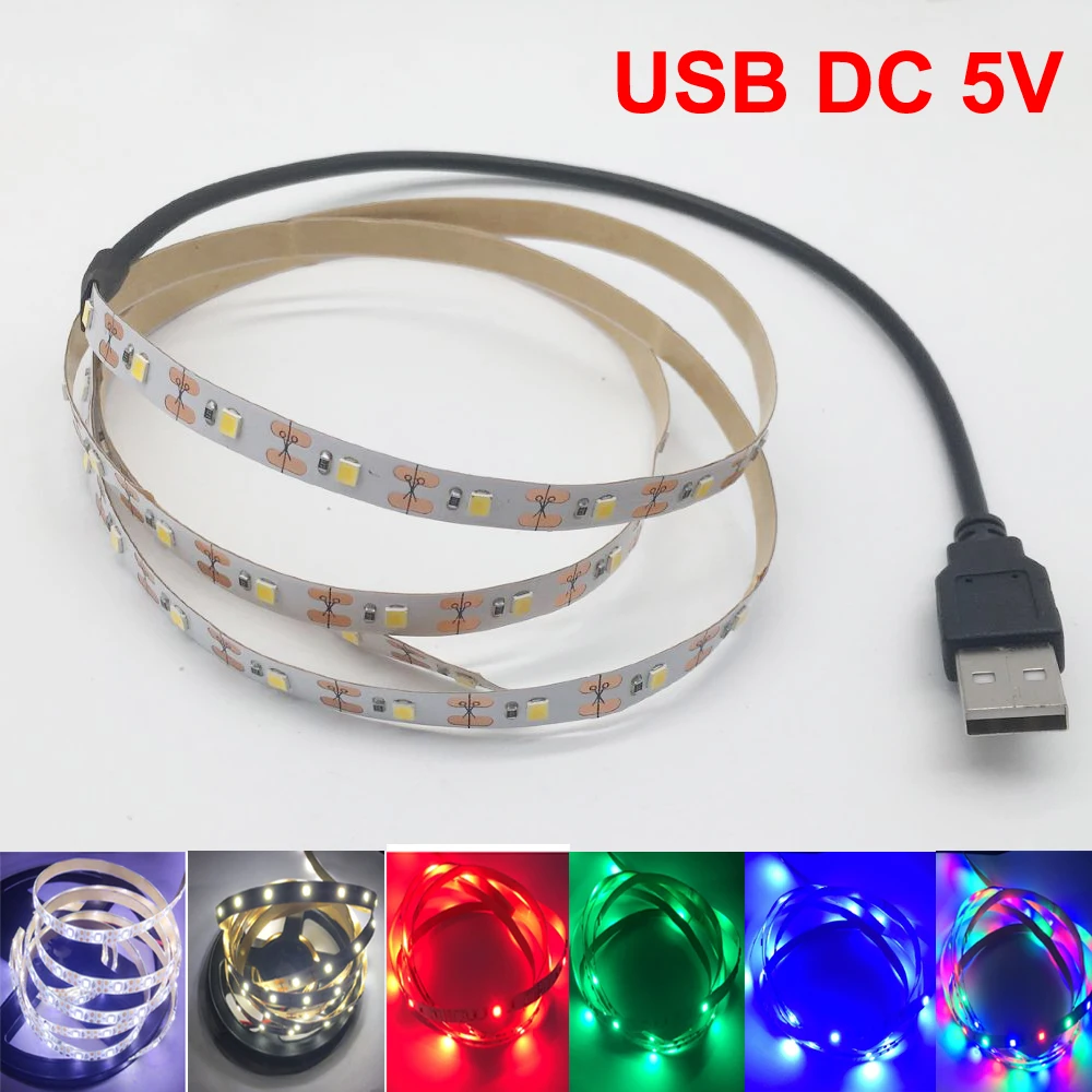 5V USB Power LED Strip licht RGB/Wit/Warm Wit 2835 3528 SMD HDTV TV Desktop  PC scherm Backlight & Vooringenomenheid verlichting 1M 2M 3M 4M