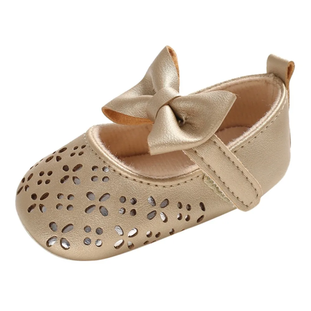 Baby girl bow princess shoes non-slip kids sneakers girls butterfly-knot sport shoes kids comfortable gold sandals girls 35A13 (4)