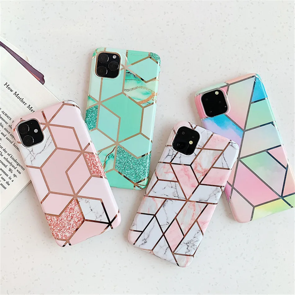 IPWSOO IMD чехлы для телефонов с геометрической мраморной текстурой для iphone 11 Pro Max X XR XS Max силиконовый мягкий чехол для iphone 7 8 6 6s Plus