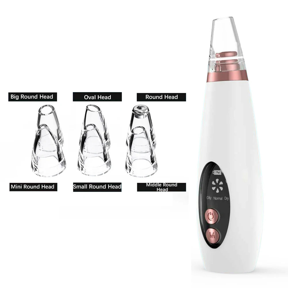 6 in 1 Electric Blackhead Remover Vacuum Acne Extractor Facial Pore Cleanser The rechargeable design is convenient for repeated