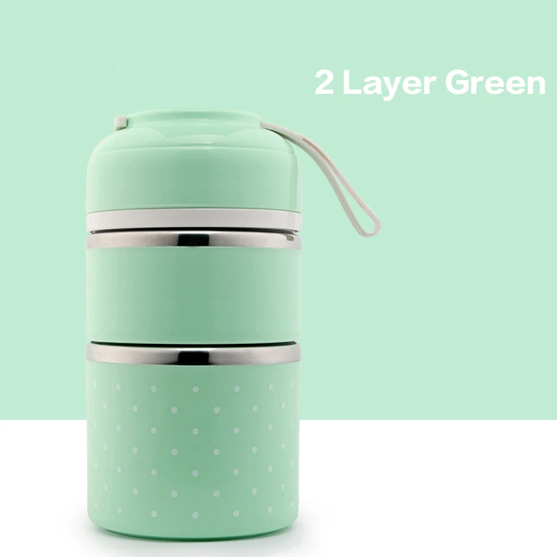 2 Layer Green WORTHBUY, Прямая поставка, японский Портативный Ланч-бокс для детей, школьный Бенто-бокс из нержавеющей стали, герметичный контейнер для еды - Цвет: 2 Layer Green