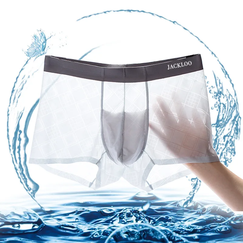 

2019 summer ultra-thin ice silk men's seamless underwear cool breathable mesh youth boyshort