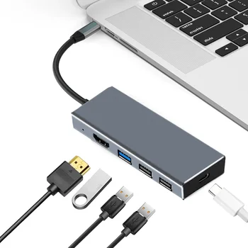 

USB Type C Hub 7 In 1 To HDMI Adapter 4K Switch 3.1USB TF SD Card Reader Slot HDMI PD Adapter Extender For Macbook Pro PC Laptop