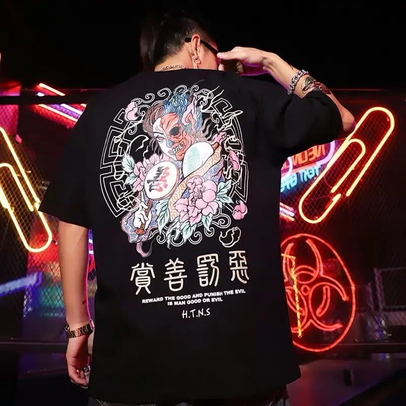 

Men Chinese style t-shirt summer fashion Short Sleeve clothing mens oversized t-shirts funny hip hop rap urban streetwear M-3XL