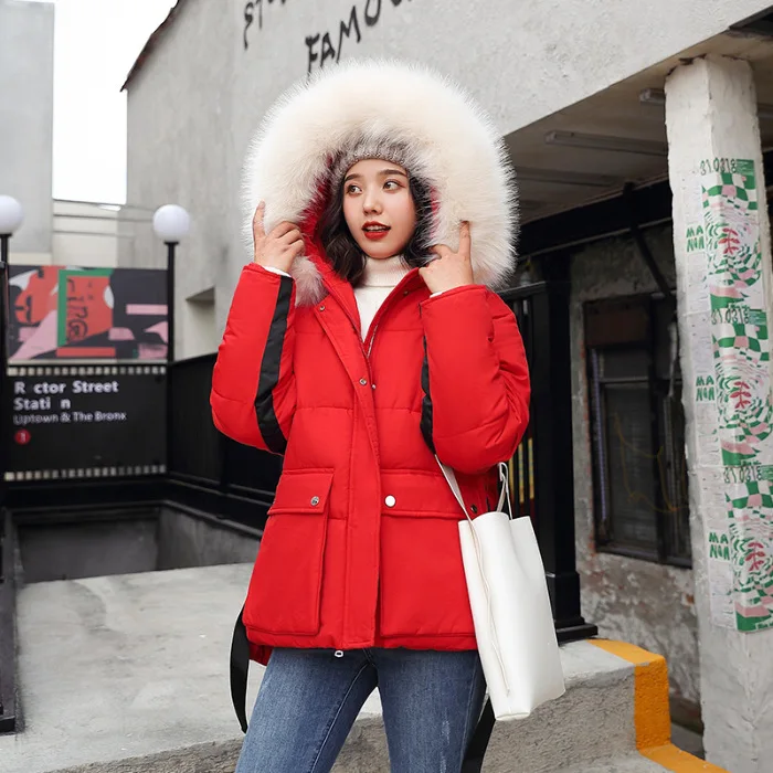 

Photo Shoot 19 Autumn And Winter New Style down Jacket Cotton-padded Clothes Women's Korean-style Short Parka Hooded Large Fur C