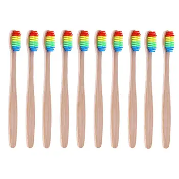 

5/10PCS Environmentally Wood Rainbow Toothbrush Bamboo Fibre Wooden Handle Tooth brush Whitening Rainbow wooden tooth brush