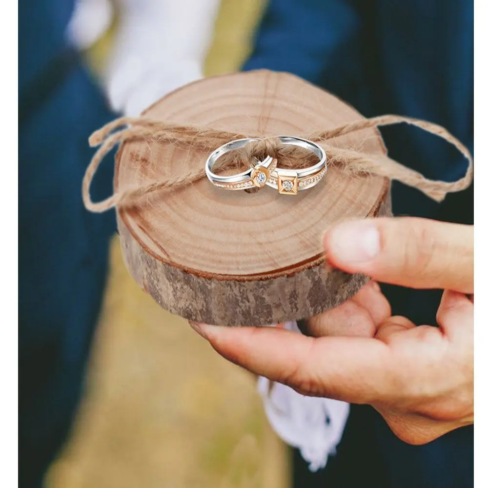 

Wood Round Ring Box for Lawn Wedding Party Supplies Bride and Groom Ring Holder for Bridesmaid Proposal Ring Box for Lover Gifts