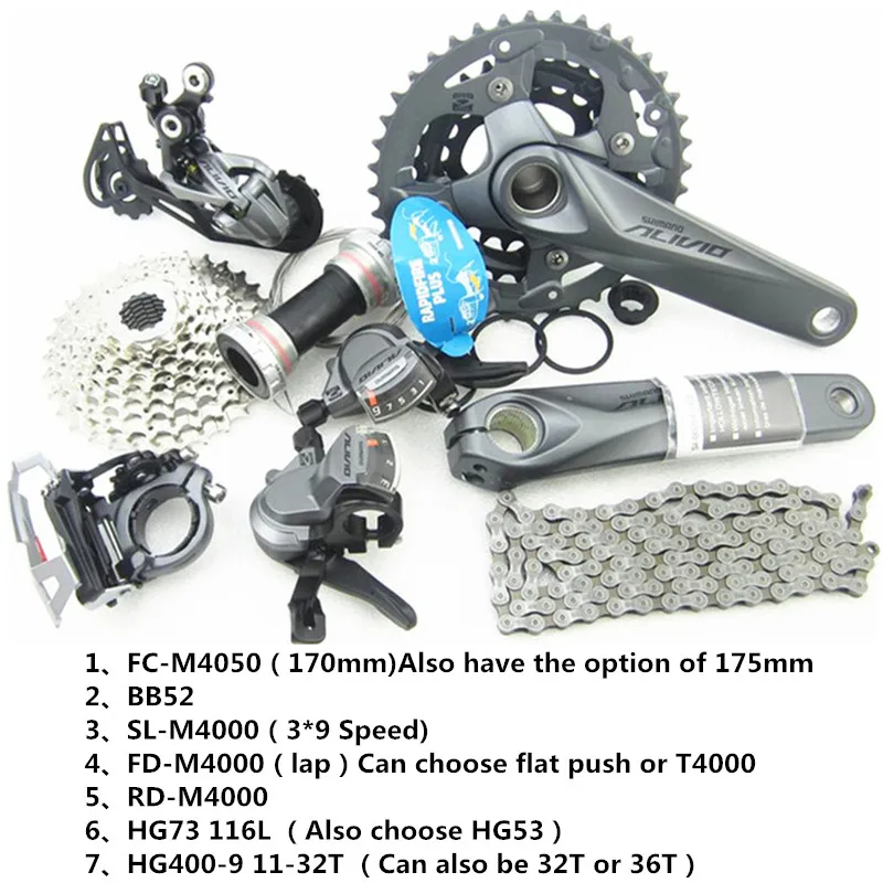 SHIMANO ALIVI0 M4000/M4050 9-27-скорость горный велосипед Велосипеды переключения комплект добавлена BR-M4050+ RT56/MT200+ G3 абсолютно origi