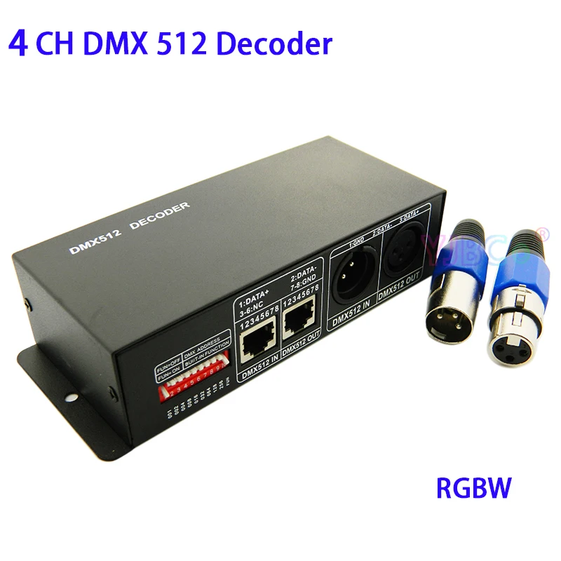 

DC 5V 12V 24V RGBW 4CH DMX 512 Decoder led Strip controller DMX to PWM RGBW Light 4 Channel*4A 16A DMX512 decoder dimmer