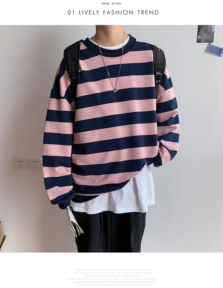 Men's 13 Color Full High-quality Coats Stripe Printing Hoodies Mens Cotton Clothes Pullover Casual Loose Sweatshirts Size M-5XL