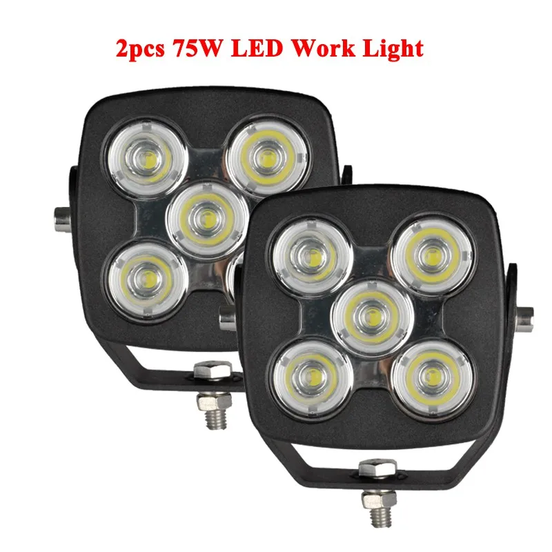 2pcs 75W No Wire VISORAK " 75 Вт Высокая мощность для бездорожья светодиодный рабочий светильник грузовик светодиодный светильник 4x4 ATV светодиодный для Jeep 4WD 4x4 внедорожный ATV SUV автомобиль - Цвет: 2pcs 75W No Wire