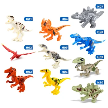 

Building Blocks Jurassic Dinosaur World Velociraptor Triceratops Assembles Figure Bricks Toys