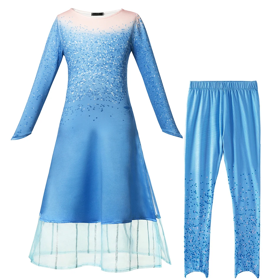 01 Dress and Pants A Новинка года; платье Анны и Эльзы костюм принцессы для девочек; комплект одежды из 2 предметов с изображением Снежной Королевы детская одежда для рождественской вечеринки; Copspay Elza Fancy Vestidos - Цвет: 01 Dress and Pants A