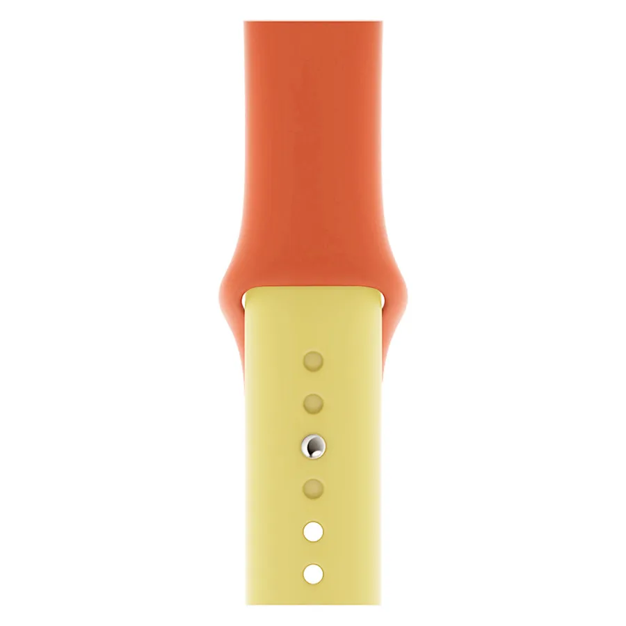 Orange yellow Двойной Цвет спортивные полосы для наручных часов Apple Watch, ремешок 5 4 3 2 1 силиконовый ремешок для наручных часов Apple Watch iwatch серии 38/40 мм/42 44 мм аксессуары - Цвет ремешка: Orange yellow