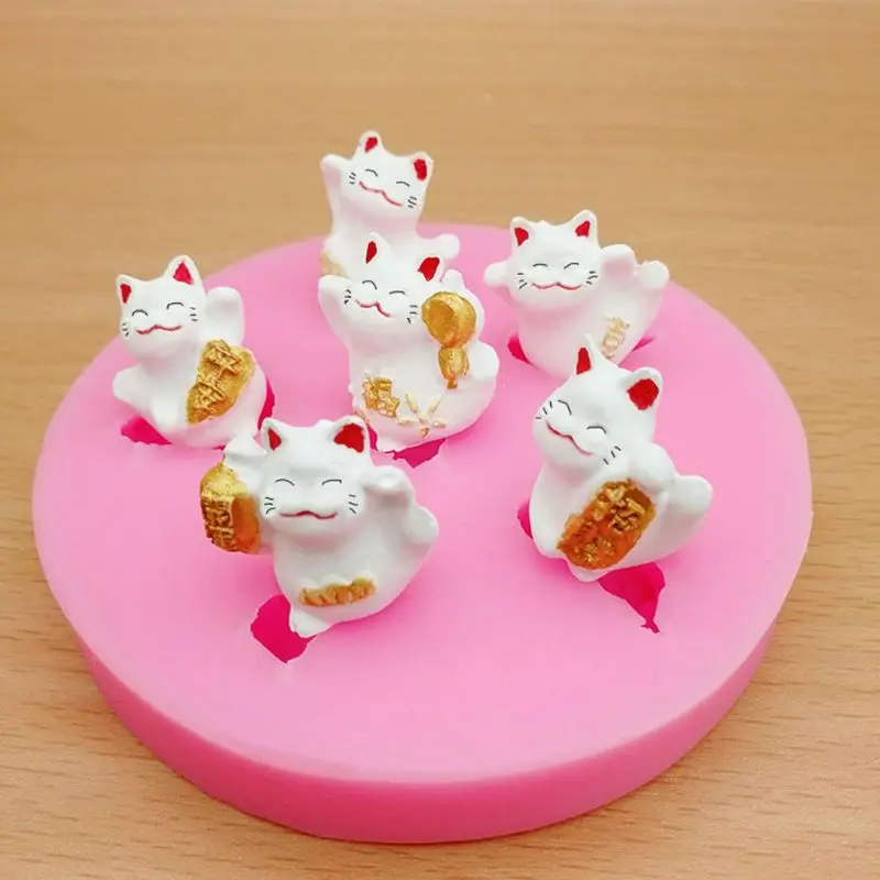 DIY милые Kawaii Фортуна кошка различные позы смолы плесень ювелирных изделий инструменты Розовый
