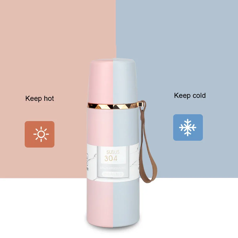 Stainless Steel 304 Thermos Mug Coffee Water Bottle Vacuum Flask Double Wall Insulated Travel Mug Cup Warm Bottle 500Ml