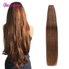 Gazfairy ленты в remy волосы для наращивания 2,5 г/шт. 2" Настоящая кутикула выровненные бесшовные прямые шиньоны 20шт/pac ленты в коже волос
