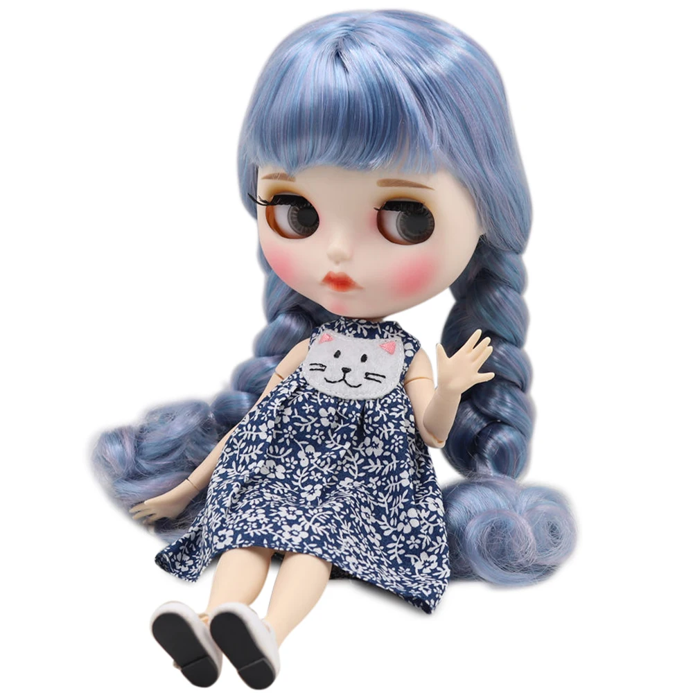 ICY DBS Blyth Doll white skin Cute mixed color braided doll 1/6 JOINT body new matte face with eyebrows Lip gloss DIY toy | Игрушки и