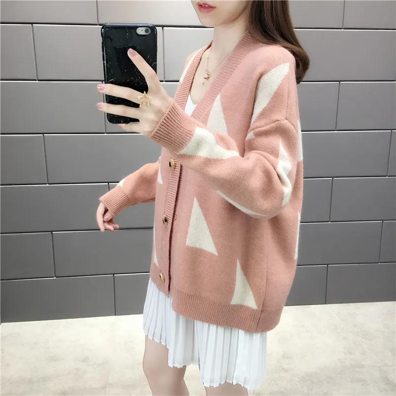 Осень и зима женский свитер кардиган женский свободный свитер женский жакет с длинными рукавами женский