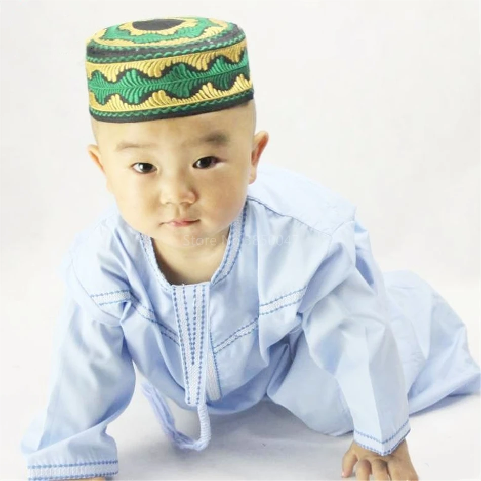 Дети мусульманская одежда, исламские Абаи Дубай мусульманское платье Арабские накидки и таубы ИД Мубарак молитва для От 1 до 3 лет халаты для мальчиков размеры от 70 до 100 см