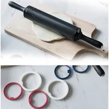 Скалка из нержавеющей стали для выпечки печенья бисквит Фондант, с 3 съемными толстыми кольцами, кухонный инструмент с ручкой