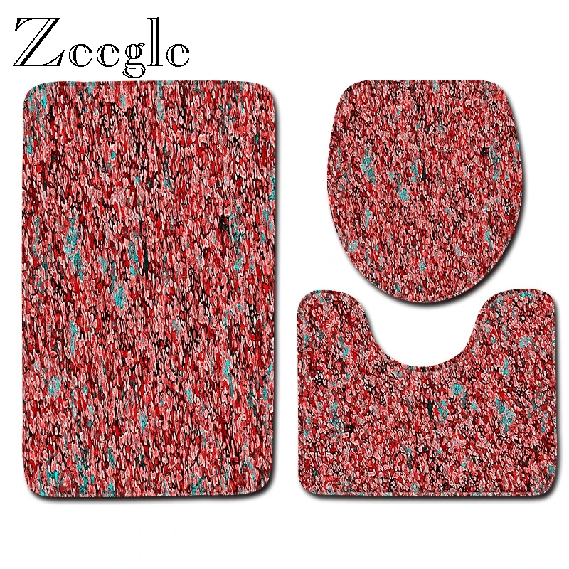 Zeegle 3 шт. коврик для ванной комплект Противоскользящий коврик для ванной комнаты мягкий фланелевый коврик для туалета моющееся сиденье для унитаза