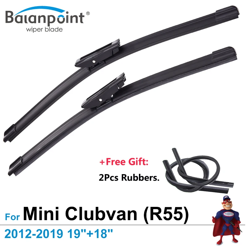 2 шт щетки стеклоочистителя+ 2 шт Бесплатные каучуки для Mini Clubvan(R55) 2012- 1"+ 18", точные стеклоочистители ветрового стекла