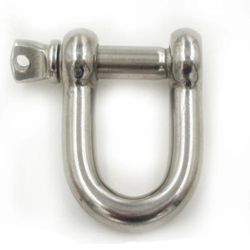1PC 304 stainless steel D type shackle U type steel buckle chain buckle marine rigging lifting hook M4-M20 wire rope clamp