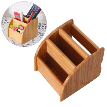 

Multifunctional 3 Grid Bamboo Pencil Shelf Holder Office Stationery Supplies Headphone Cable Cell Phone Office Desktop Organizer